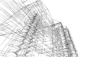 Arkaplanda mimari bina 3d illüstrasyon,