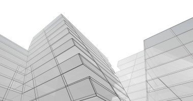 Mimari sanat konseptinde soyut çizgiler, minimum geometrik şekiller. 