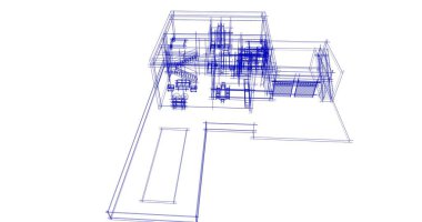 Arkaplanda mimari bina 3d illüstrasyon