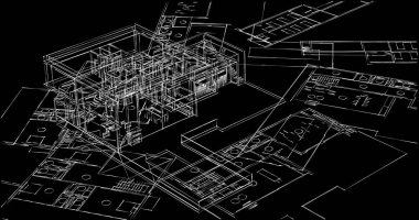 Mimari sanat konseptinde soyut çizgiler, minimum geometrik şekiller. 