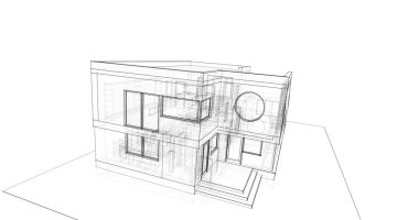 Arkaplanda mimari bina 3d illüstrasyon