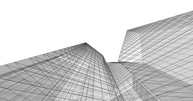 Arkaplanda mimari bina 3d illüstrasyon