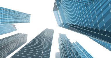 Arkaplanda mimari bina 3d illüstrasyon