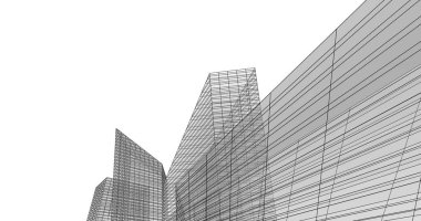 Arkaplanda mimari bina 3d illüstrasyon