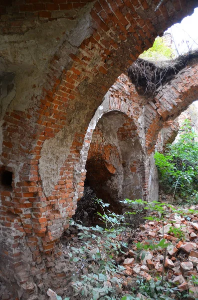 Vista Ruinas Edificios Antiguos Con Arbustos —  Fotos de Stock