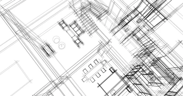 Mimari sanat konseptinde soyut çizgiler, minimum geometrik şekiller. 