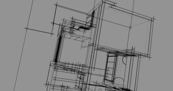 Elvont Rajzvonalak Építészeti Képzőművészetben Minimális Geometriai Formák — Stock Fotó