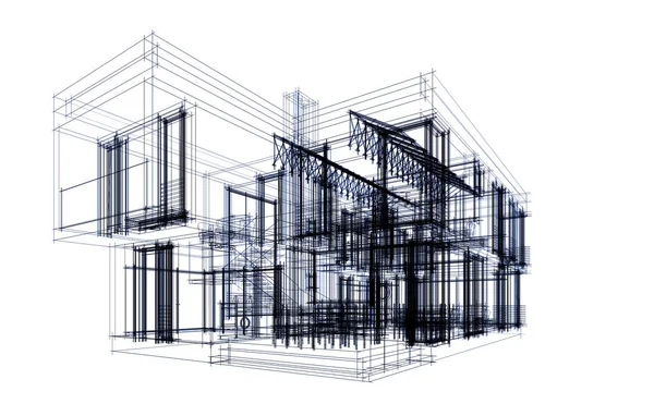 Líneas Abstractas Dibujo Concepto Arte Arquitectónico Formas Geométricas Mínimas —  Fotos de Stock