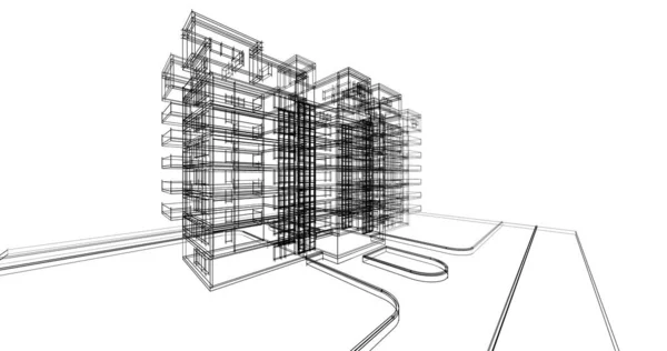 Projeto Geométrico Mínimo Dos Edifícios Arquitetônicos — Fotografia de Stock