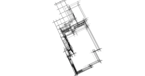 Líneas Abstractas Dibujo Concepto Arte Arquitectónico Formas Geométricas Mínimas — Foto de Stock