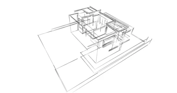 Projekt Geometrycznych Budynków Architektonicznych — Zdjęcie stockowe