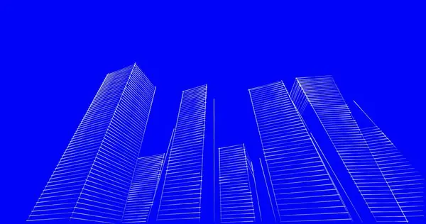 Arkaplanda mimari bina 3d illüstrasyon