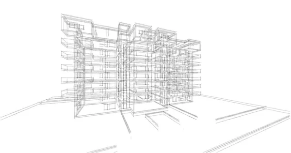 Minimalny Projekt Geometryczny Budynków Architektonicznych — Zdjęcie stockowe