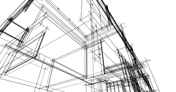 Linee Disegno Astratte Nel Concetto Arte Architettonica Forme Geometriche Minime — Foto Stock