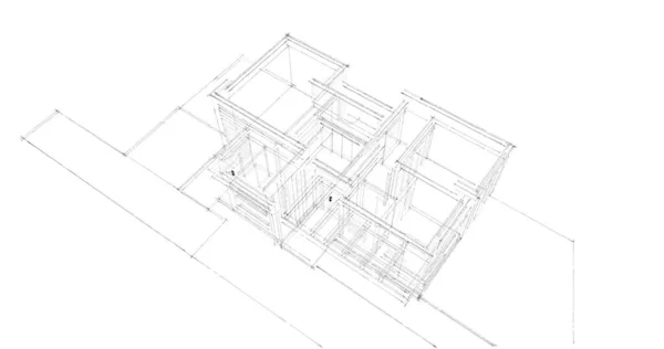 Abstrakcyjne Linie Rysunku Koncepcji Sztuki Architektonicznej Minimalne Kształty Geometryczne — Zdjęcie stockowe