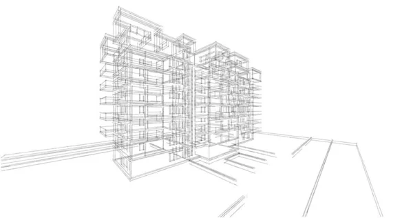 Minimalny Projekt Geometryczny Budynków Architektonicznych — Zdjęcie stockowe