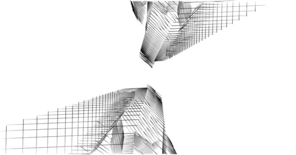 Elvont Rajzvonalak Építészeti Képzőművészetben Minimális Geometriai Formák — Stock Fotó