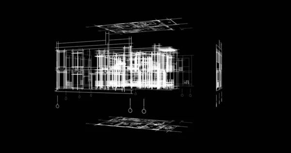 Linhas Abstratas Desenho Conceito Arte Arquitetônica Formas Geométricas Mínimas — Fotografia de Stock