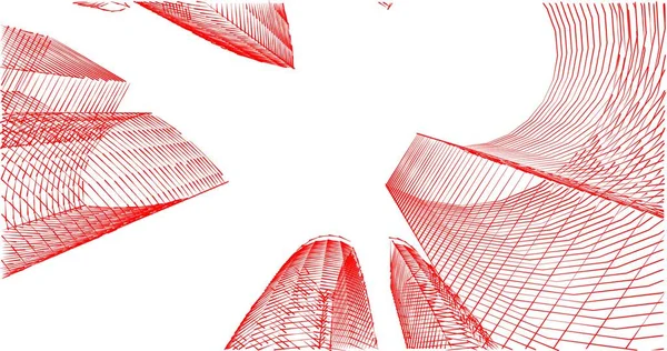 Arkaplanda mimari bina 3d illüstrasyon