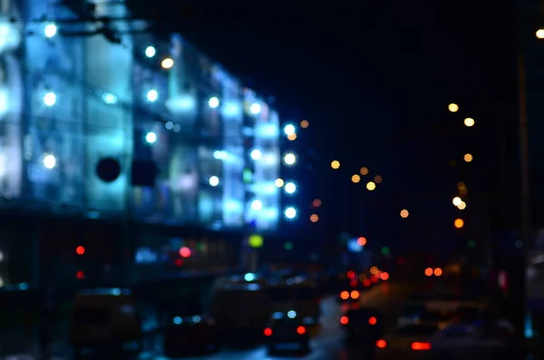 Verschwommene Abstrakte Lichter Hintergrund Der Stadt Der Nacht — Stockfoto