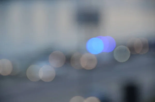 Vista Sobre Cidade Com Carros Movimento Luz Turva Estrada Movimentada — Fotografia de Stock