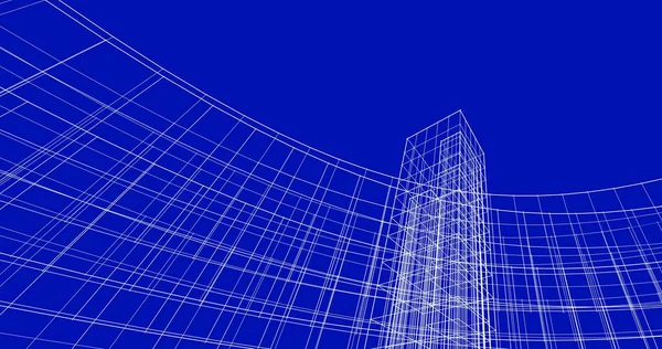 Arkaplanda mimari bina 3d illüstrasyon