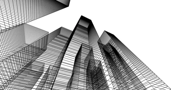 Arkaplanda mimari bina 3d illüstrasyon