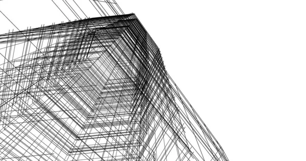 Arkaplanda mimari bina 3d illüstrasyon