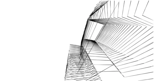 建筑艺术概念中的抽象绘图线 最小几何形状 — 图库照片