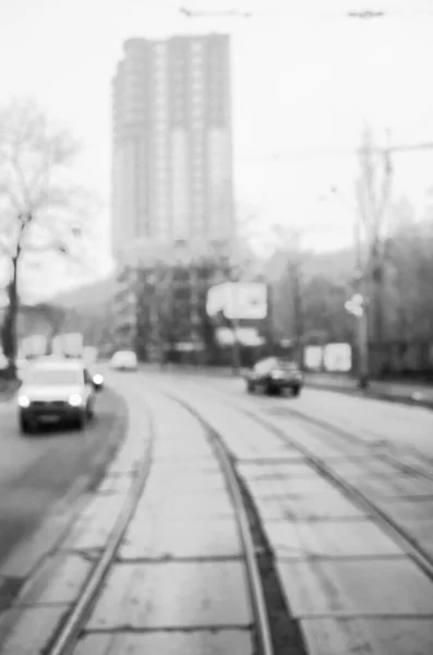 Defocused Shot Road Traffic Kyiv Ukraine — Stock Photo, Image