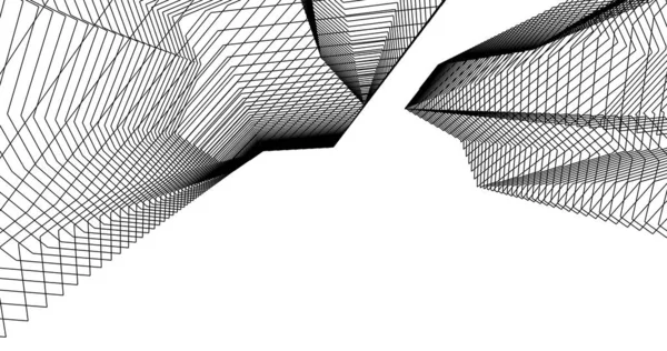 Lignes Dessin Abstraites Dans Concept Art Architectural Formes Géométriques Minimales — Photo