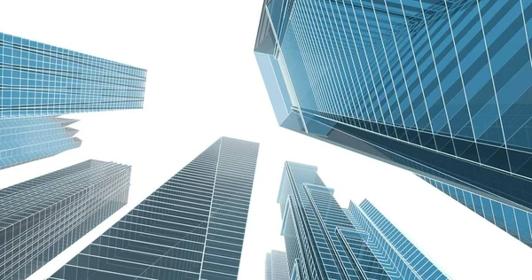 Arkaplanda mimari bina 3d illüstrasyon