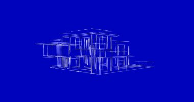 Arkaplanda mimari bina 3d illüstrasyon