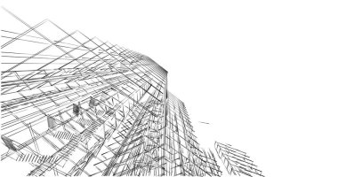 Mimari sanat konseptinde soyut çizgiler, minimum geometrik şekiller. 