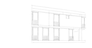 Arkaplanda mimari bina 3d illüstrasyon