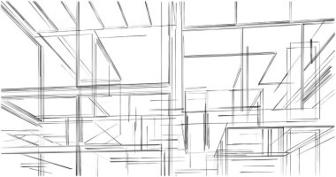 Mimari sanat konseptinde soyut çizgiler, minimum geometrik şekiller. 