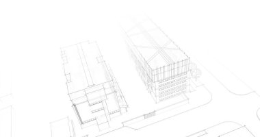 Mimari sanat konseptinde soyut çizgiler, minimum geometrik şekiller. 