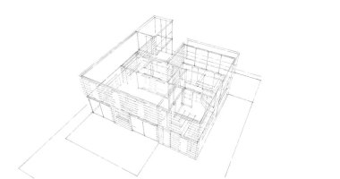 Arkaplanda mimari bina 3d illüstrasyon