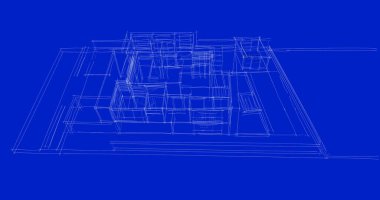 Arkaplanda mimari bina 3d illüstrasyon