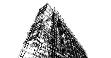 Mimari sanat konseptinde soyut çizgiler, minimum geometrik şekiller. 