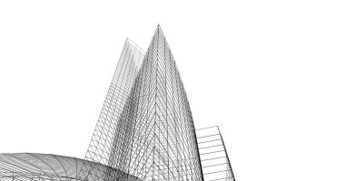 Mimari sanat konseptinde soyut çizgiler, minimum geometrik şekiller. 