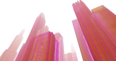 Arkaplanda mimari bina 3d illüstrasyon