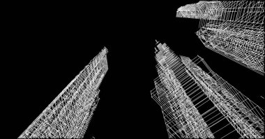 Mimari sanat konseptinde soyut çizgiler, minimum geometrik şekiller. 