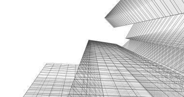 Arkaplanda mimari bina 3d illüstrasyon