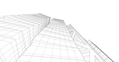 Arkaplanda mimari bina 3d illüstrasyon