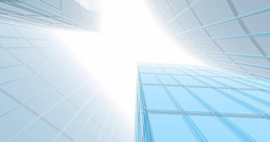 Arkaplanda mimari bina 3d illüstrasyon