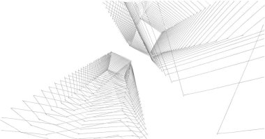 Mimari sanat konseptinde soyut çizgiler, minimum geometrik şekiller. 