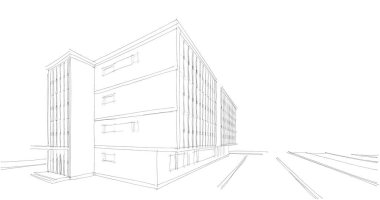 Mimari sanat konseptinde soyut çizgiler, minimum geometrik şekiller. 