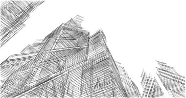 Mimari sanat konseptinde soyut çizgiler, minimum geometrik şekiller. 