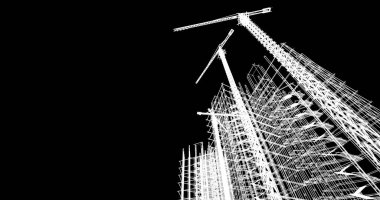 Mimari sanat konseptinde soyut çizgiler, minimum geometrik şekiller. 